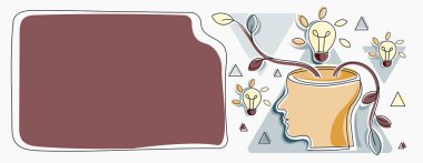 Man Thinking New Brilliant Ideas Shown On Presentation Board.