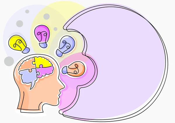 Man Puzzled Brain Thinking New Ideas Shown Presentation Board — Stockový vektor