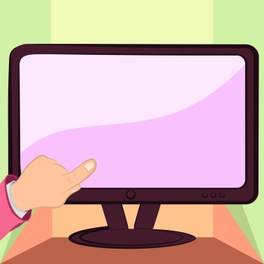 Businessman Pointing Tablet Screen. Hand Presenting Crutial Announcement