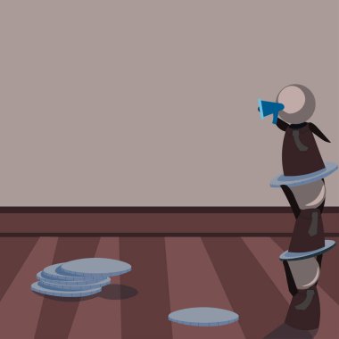 Robots Standing Over One Another And Showing Important News With Megaphone.