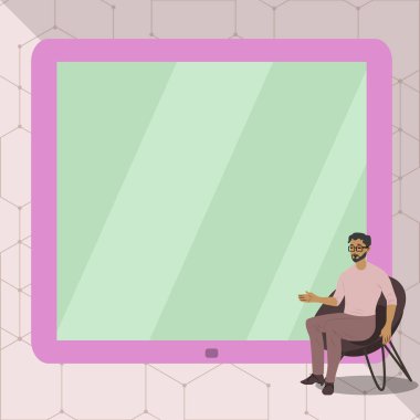 Man Pointing Hand Empty Screen Representing Planning Future Projects