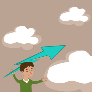 Man Holding Arrow And Presenting Important Messages