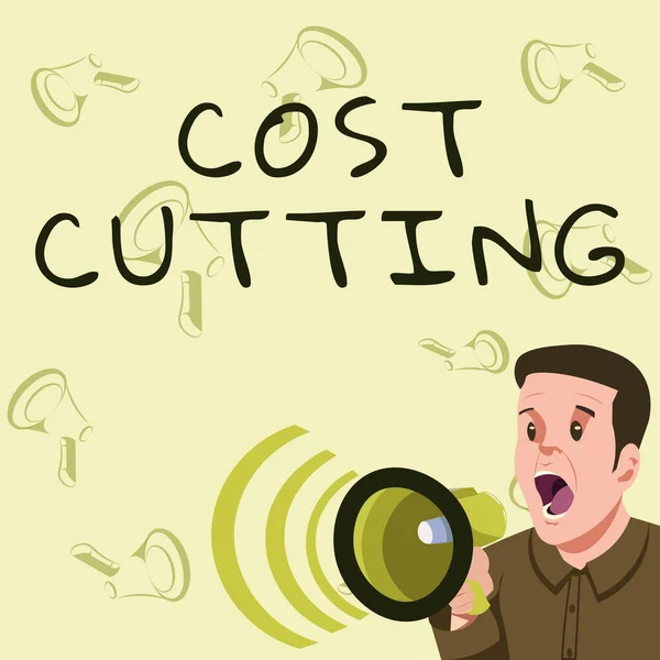 Text Caption Presenting Cost Cutting Conceptual Photo Measures Implemented Reduced — Foto de Stock
