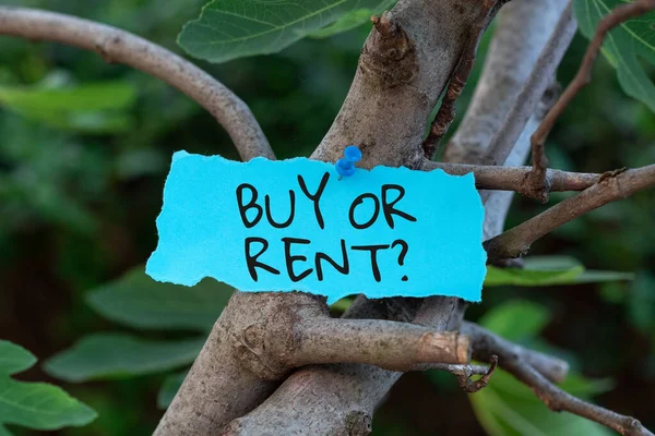 Conceptual Caption Buy Rent Concept Meaning Doubt Owning Something Get — Fotografia de Stock