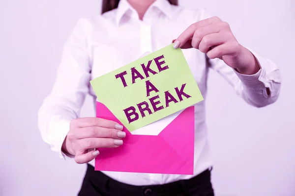 Inspiration Showing Sign Take Break Business Concept Resting Stop Doing — Stockfoto