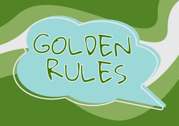 Text Caption Presenting Golden Rules Business Overview Basic Principle Should — Foto Stock