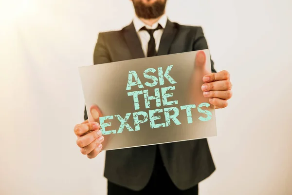 Text Showing Inspiration Ask Experts Business Approach Look Professional Advice — Foto Stock