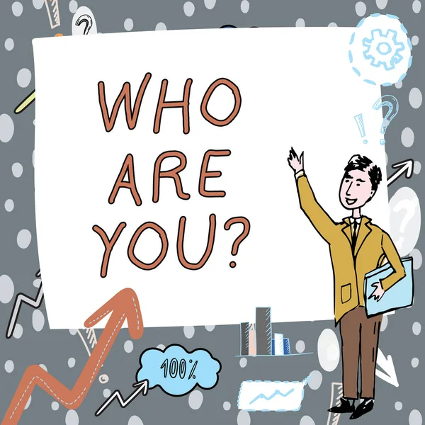 Text Sign Showing Who You Business Showcase Introduce Identify Yourself — Zdjęcie stockowe