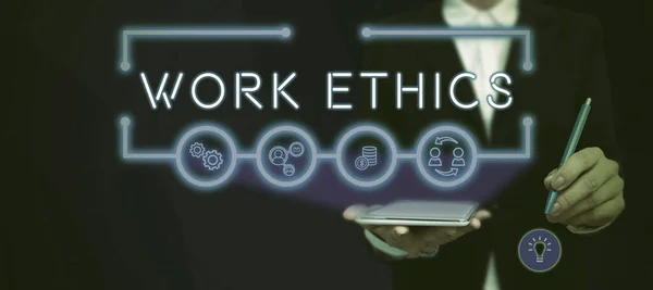 Conceptual Caption Work Ethics Business Concept Set Values Centered Importance — kuvapankkivalokuva