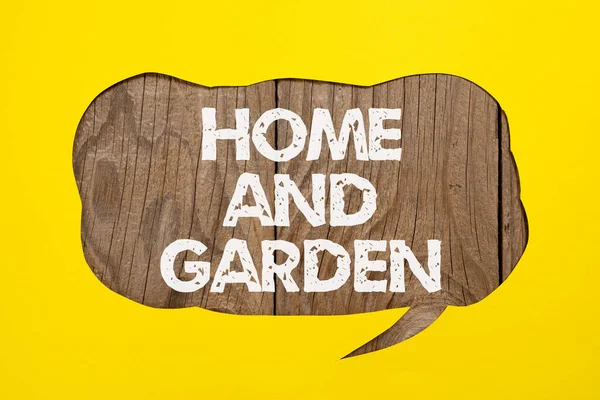Text sign showing Home And Garden, Business approach Gardening and house activities hobbies agriculture Cropped Speech Bubble With Important Message Placed On Floor.