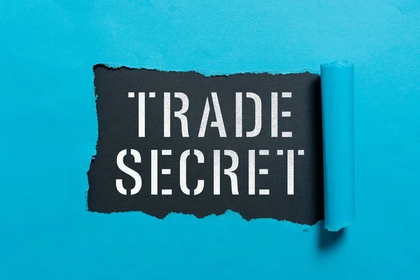 Text sign showing Trade Secret, Internet Concept Confidential information about a product Intellectual property Important Information Written Underneath Ripped Piece Of Paper.