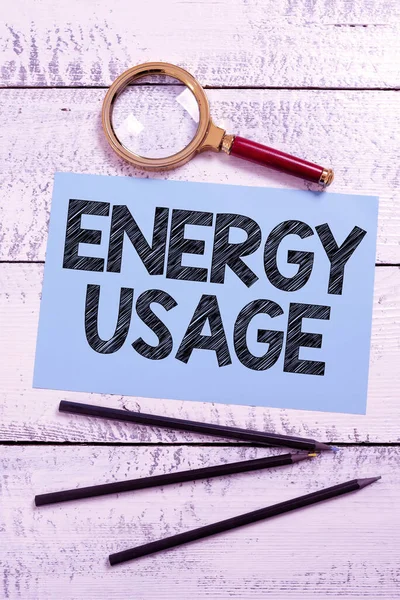 Conceptual Caption Energy Usage Business Concept Amount Energy Consumed Used — Fotografia de Stock