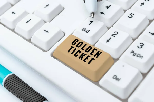 Conceptual Display Golden Ticket Conceptual Photo Rain Check Access Vip — Stock fotografie