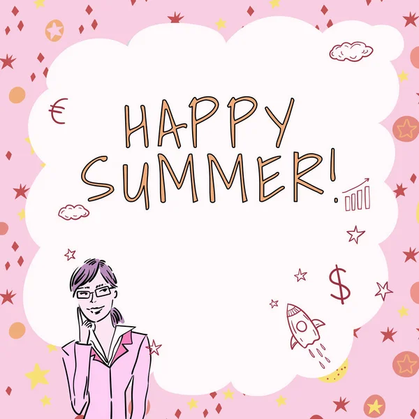Text Caption Presenting Happy Summer Word Written Beaches Sunshine Relaxation — Stockfoto