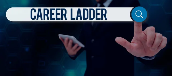 Hand Writing Sign Career Ladder Word Written Job Promotion Professional — Φωτογραφία Αρχείου