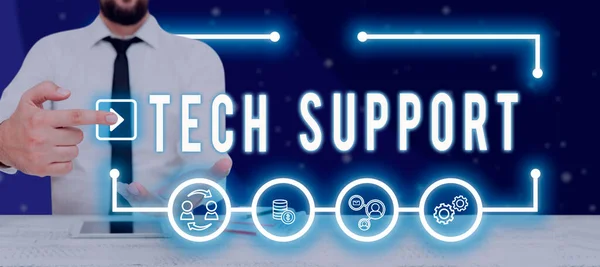 Text Sign Showing Tech Support Business Overview Assisting Individuals Who — Foto Stock