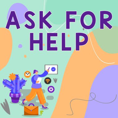 Conceptual display Ask For Help, Internet Concept Request to support assistance needed Professional advice Businesswoman Drawing Pointing Verification Symbol On Screen.