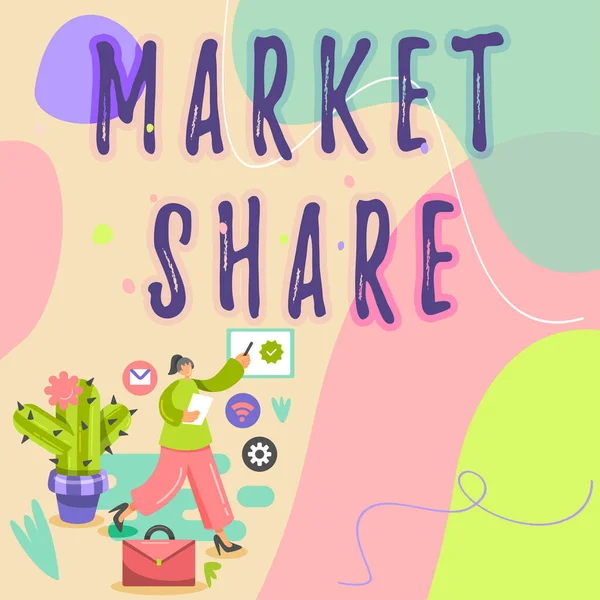 Hand Writing Sign Market Share Business Idea Portion Market Controlled — Stock fotografie