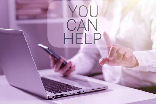 Text Caption Presenting You Can Help Business Concept Volunteer Helping — Fotografia de Stock