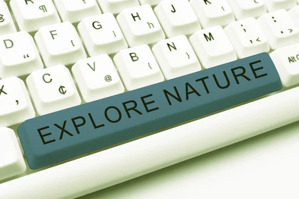 Text Caption Presenting Explore Nature Business Overview Reserve Campsite Conservation — ストック写真