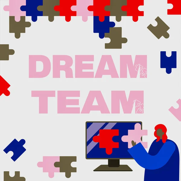 Εγγραφή Εμφανίζει Κείμενο Dream Team Επιχειρηματική Βιτρίνα Προτιμώμενη Μονάδα Ομάδα — Φωτογραφία Αρχείου