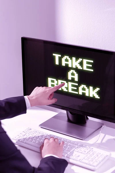 Надпись Текстом Take Break Business Showcase Resting Stop Doing Something — стоковое фото