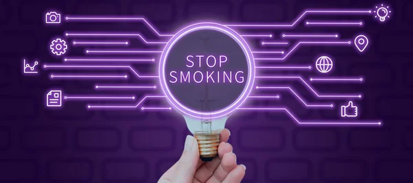 Text Sign Showing Stop Smoking Conceptual Photo Discontinuing Stopping Use — Stock Fotó