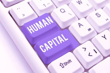 Text caption presenting Human Capital, Business showcase Intangible Collective Resources Competence Capital Education -48947