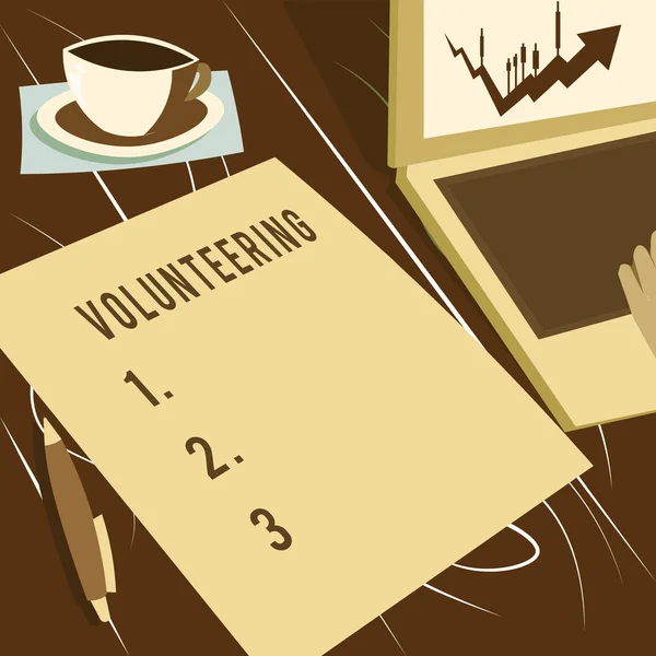 Hand Writing Sign Volunteering Conceptual Photo Provide Services Financial Gain — Foto Stock