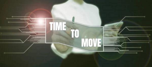 Conceptual Caption Time Move Business Idea Best Period Transfer Relocation — Stockfoto