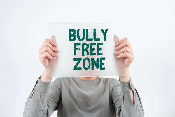 Sign Displaying Bully Free Zone Concept Meaning Respectful Other Bullying — Stockfoto