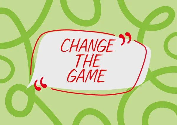 Text sign showing Change The Game, Business concept Make a movement do something different new strategies Cartoon Style Thought Bubble Box Representing Ideas And Opinions.