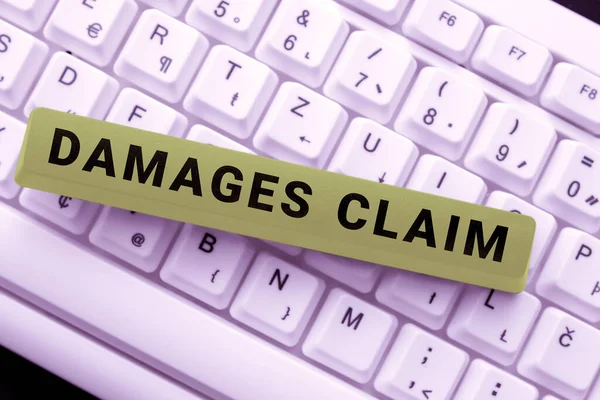 Conceptual Display Damages Claim Internet Concept Demand Compensation Litigate Insurance — 图库照片