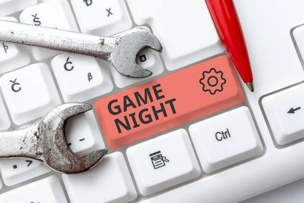 Hand Writing Sign Game Night Business Concept Event Which Folks — Stock Fotó