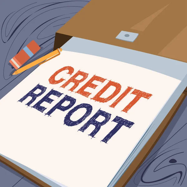 Hand Writing Sign Credit Report Word Written Borrowing Rap Sheet — Photo