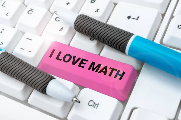 Handwriting text I Love Math, Word for To like a lot doing calculations mathematics number geek person -48618