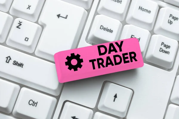 Conceptual caption Day Trader, Word Written on A person that buy and sell financial instrument within the day -48657