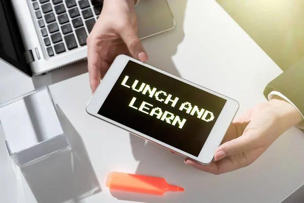 Conceptual Caption Lunch Learn Business Overview Have Meal Study Motivation — Zdjęcie stockowe