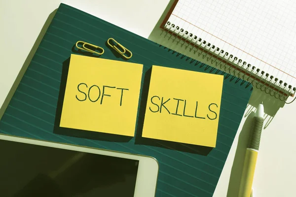 Σήμα Κειμένου Που Δείχνει Soft Skills Word Γράφτηκε Προσωπικό Χαρακτηριστικό — Φωτογραφία Αρχείου