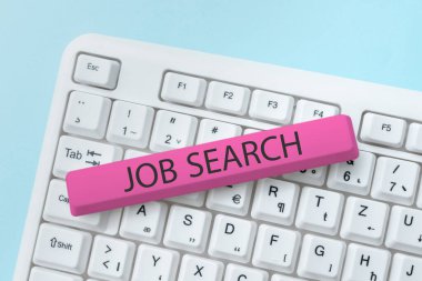 Text caption presenting Job Search, Business overview An act of person to find work suited for his profession -48636