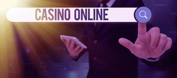Writing Displaying Text Casino Online Concept Meaning Computer Poker Game — Foto Stock