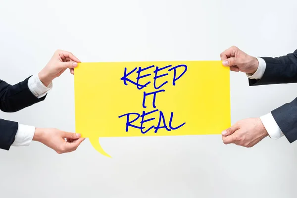 Κείμενο Λεζάντα Παρουσιάζοντας Keep Real Επιχειρηματική Βιτρίνα Είστε Εαυτός Σας — Φωτογραφία Αρχείου