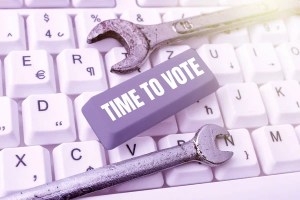 Hand Writing Sign Time Vote Word Written Election Ahead Choose — Stock Photo, Image