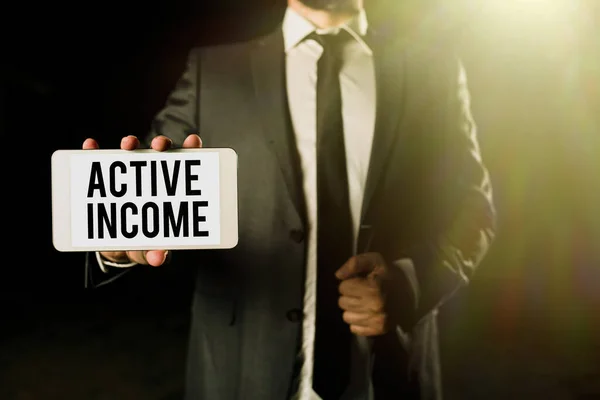 Text Caption Presenting Active Income Internet Concept Royalties Salaries Pensions — Zdjęcie stockowe