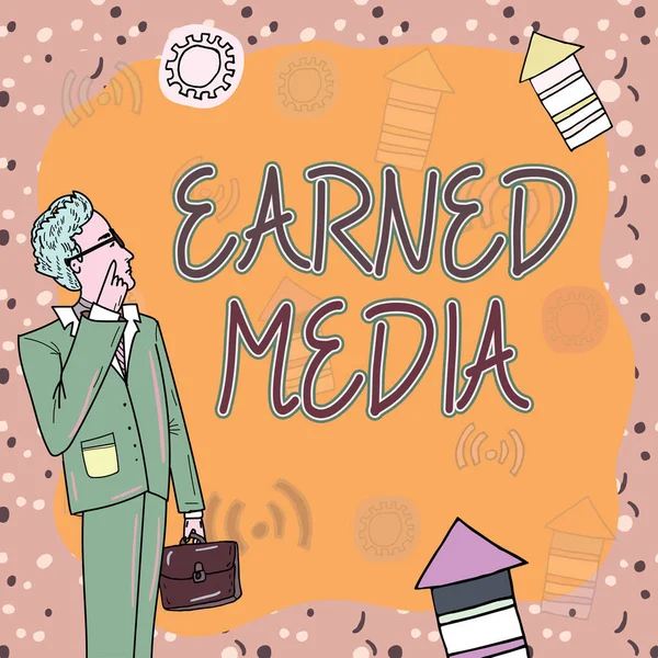 Text Caption Presenting Earned Media Word Publicity Gained Promotional Efforts — Stok fotoğraf