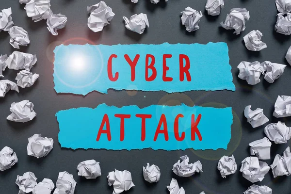Handwriting Text Cyber Attack Conceptual Photo Attempt Hackers Damage Destroy — Fotografia de Stock