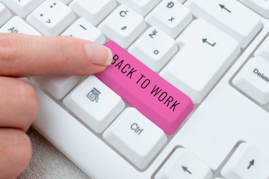 Text showing inspiration Back To Work, Word for Returning to job routine end of vacations or time off -48647