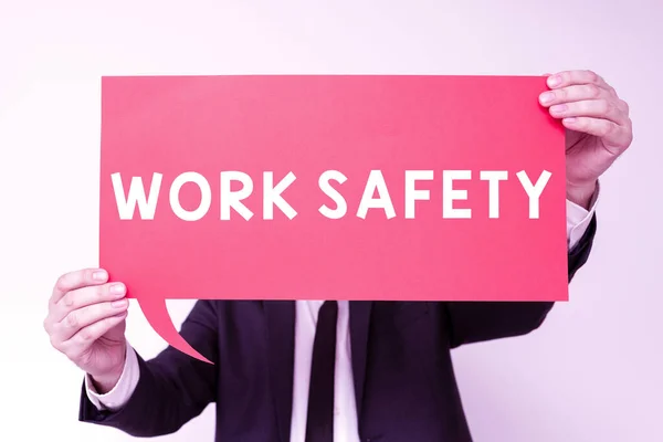 Text Sign Showing Work Safety Word Policies Control Place According — Foto de Stock