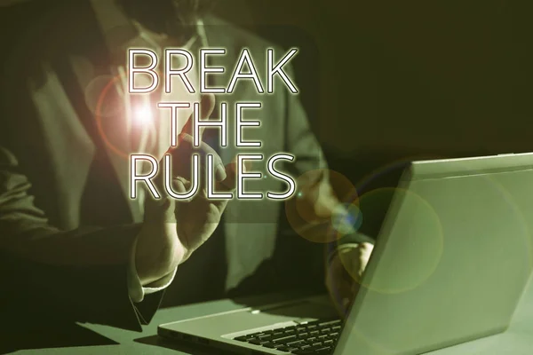 Inspiration Showing Sign Break Rules Internet Concept Make Changes Everything — Stock fotografie