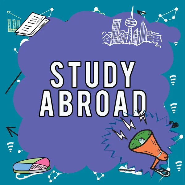 Text Sign Showing Study Abroad Word Written Pursuing Educational Opportunities — Fotografia de Stock